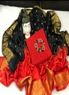 Red & Black Festive Wear Hand Work Cotton South Slub Dress Material 260